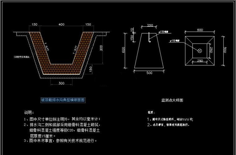 排水溝斷面設(shè)計圖紙